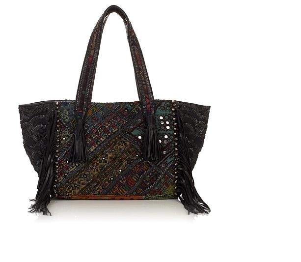 Clever Carriage Company GLOBAL ARTISAN SHOPPER Tote Handbag w/LEATHER TRIM nwot