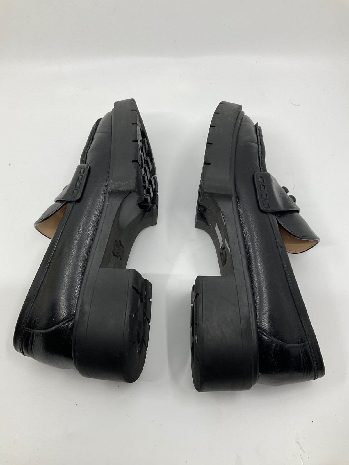Coach Leah Platform Lug-Sole Loafers Black Size 6B Chunky Leather