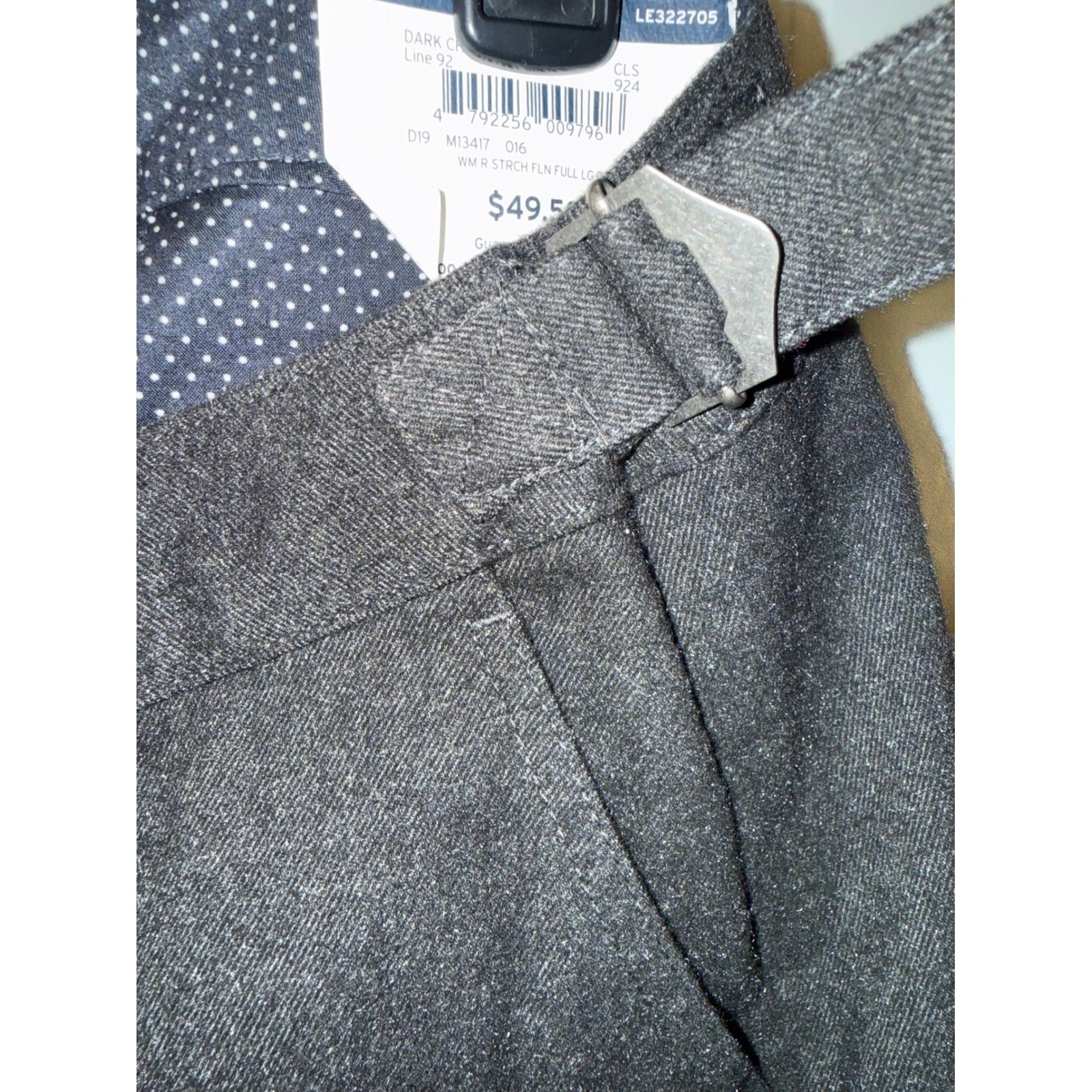 Lands End Womens 16 Dark Charcoal Gray Stretch Flannel Full Leg Pants NWT 322705