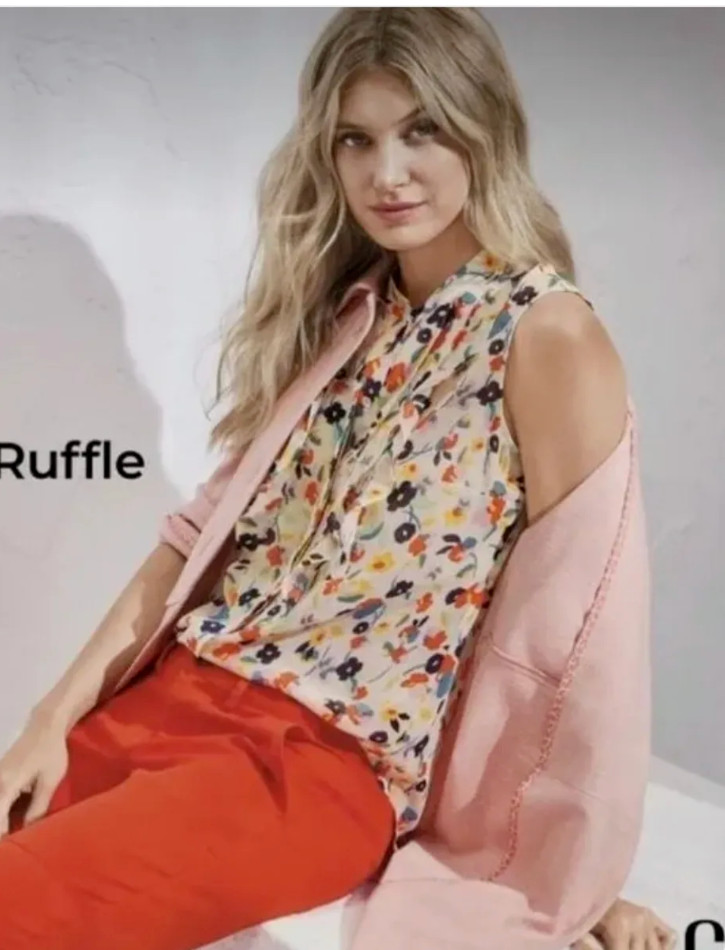 Cabi New NWT Tux Ruffle Top #6108 Ivory w multi floral Size XXS – XXL Was $86