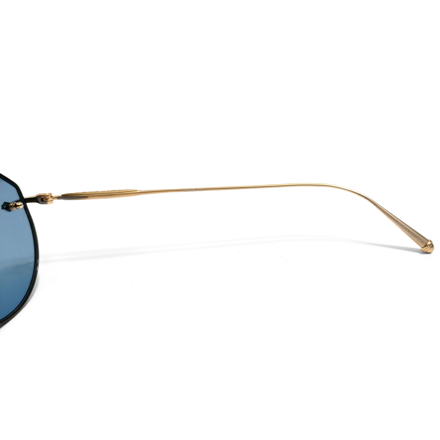 Matsuda M3121 Geometric Sunglasses Brushed Gold | Cobalt Blue Lenses