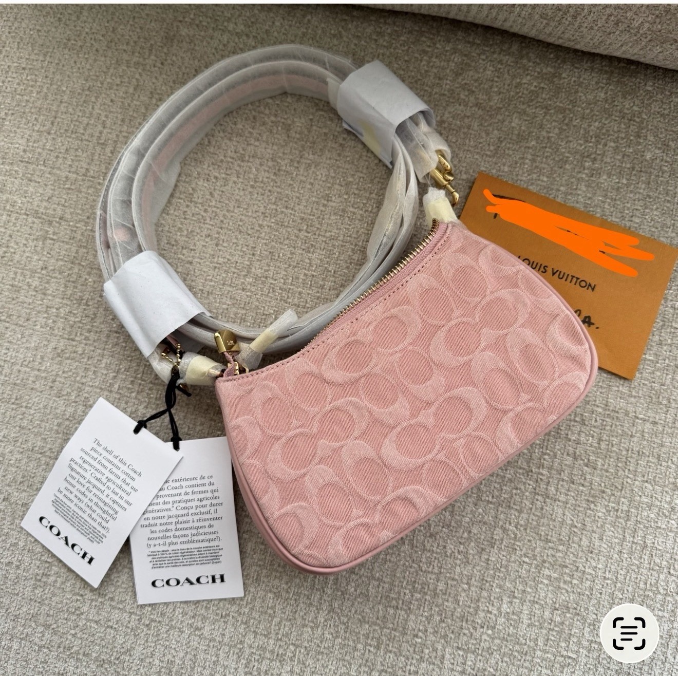 Coach Mini Teri Pink Denim Small Shoulder/Crossbody Bag Gold Hardware Strap