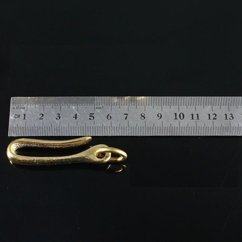 6cm Retro Solid Brass KeyChain Key Ring Belt U Hook Wallet Chain Fish Hook G
