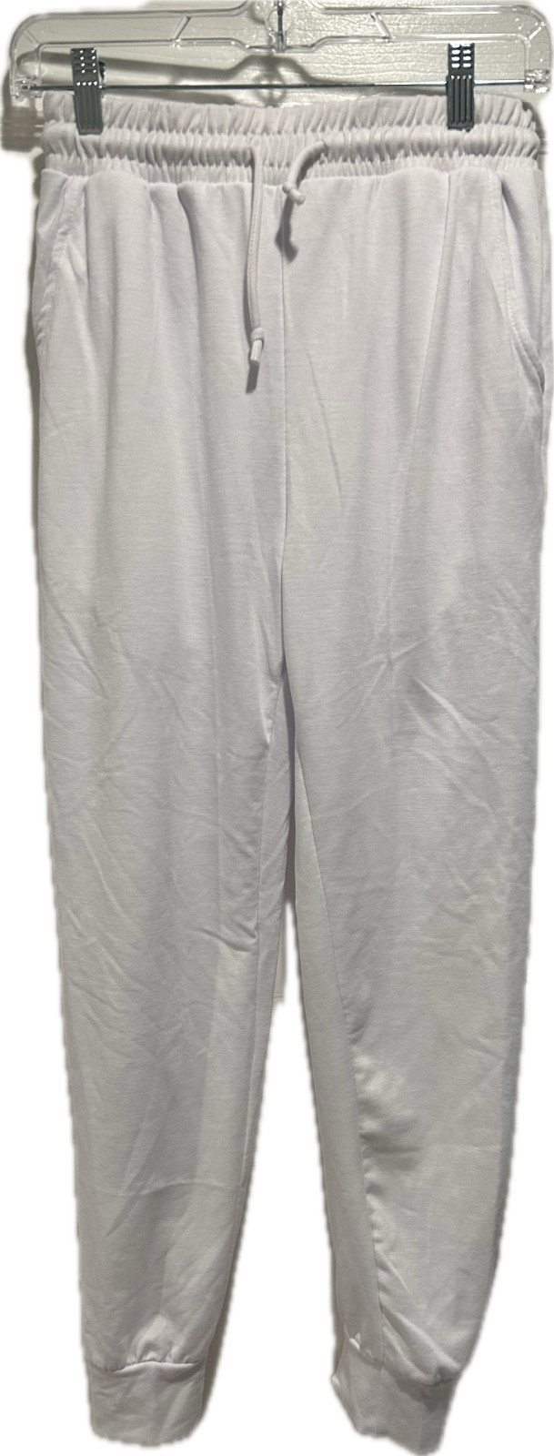 Hat and Beyond Size Small White Fleece Women’s Joggers Sweatpants drawstring