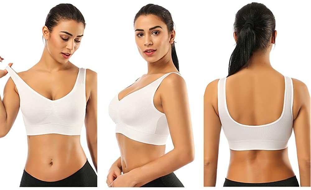 2 Pack Seamless Removable Pads Sleep Bras Yoga Bra Comfort Sports Bras for Women