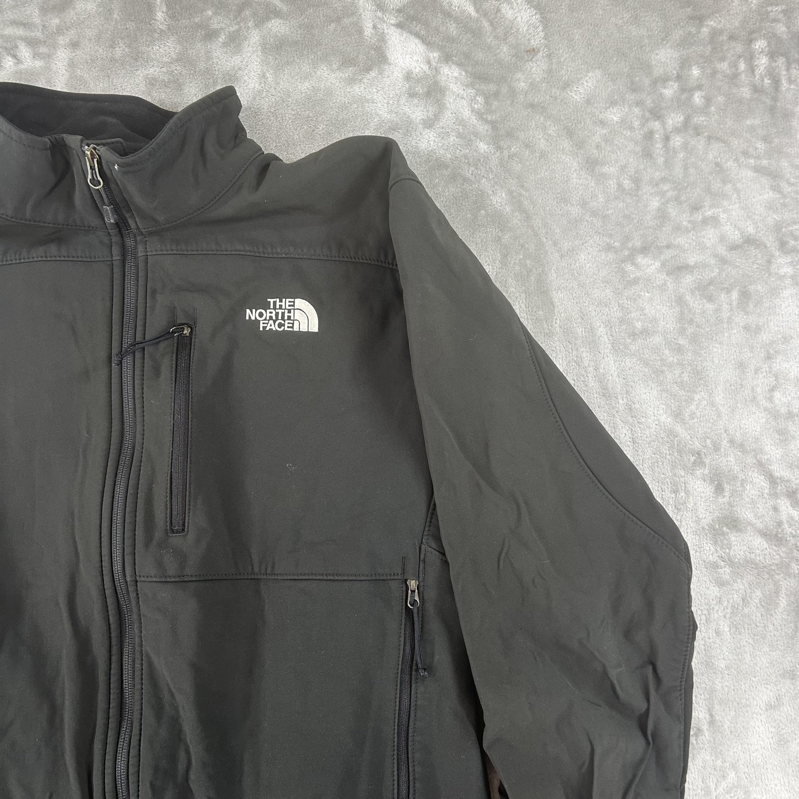 The North Face TNF Apex Jacket Mens Large Black Softshell Full Zip Fleece Lined