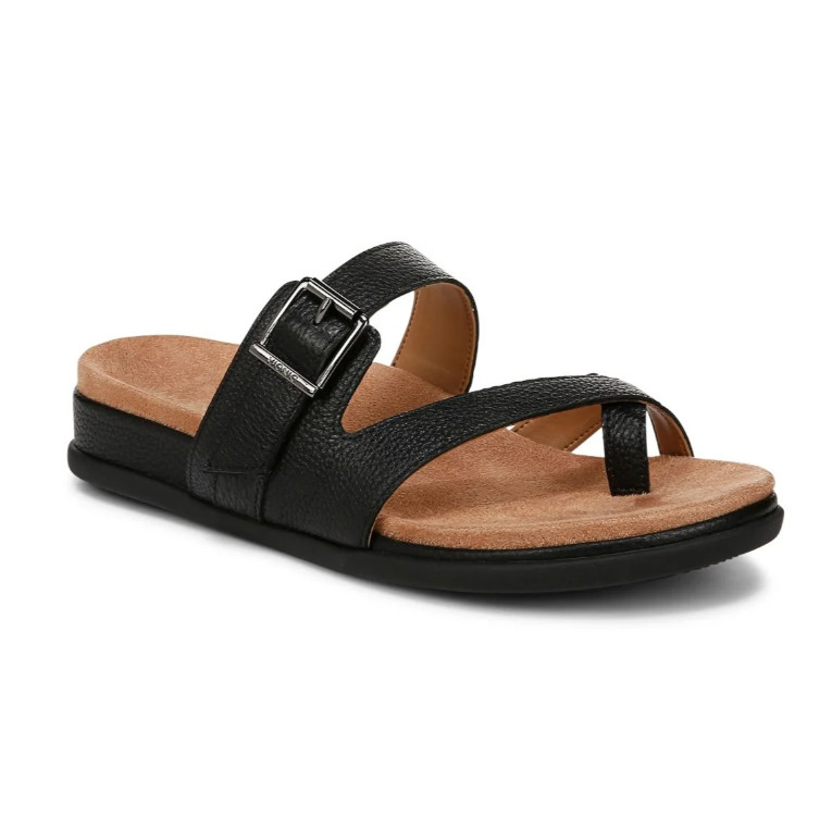 Hot Deal Vionic Carmela Strappy Slide Sandal, Tan Leather