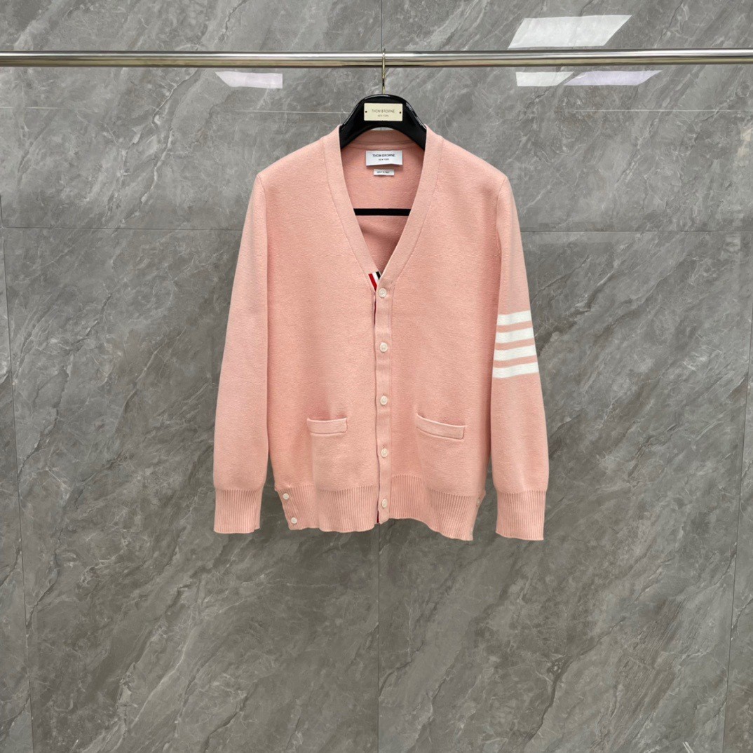 Thom Browne Men/womens Autumn Winter New Four Bars Striped Knitted Wool Cardigan
