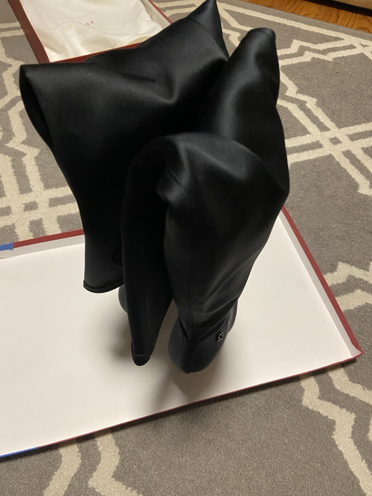 Vintage Escada Black Leather Over KNEE HIGH High Stiletto Boots Size US 7 Eu 37