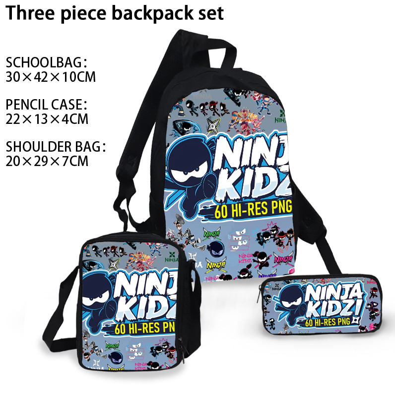 3pcs Set Ninja Kidz School Backpack Shoulder Bags Pencil Case Bag set kids bags
