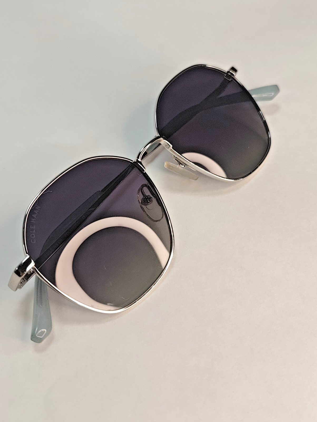 Cole Haan CH9015 Sunglasses Silver Frame/Blue/Green Authentic Designer 145mm