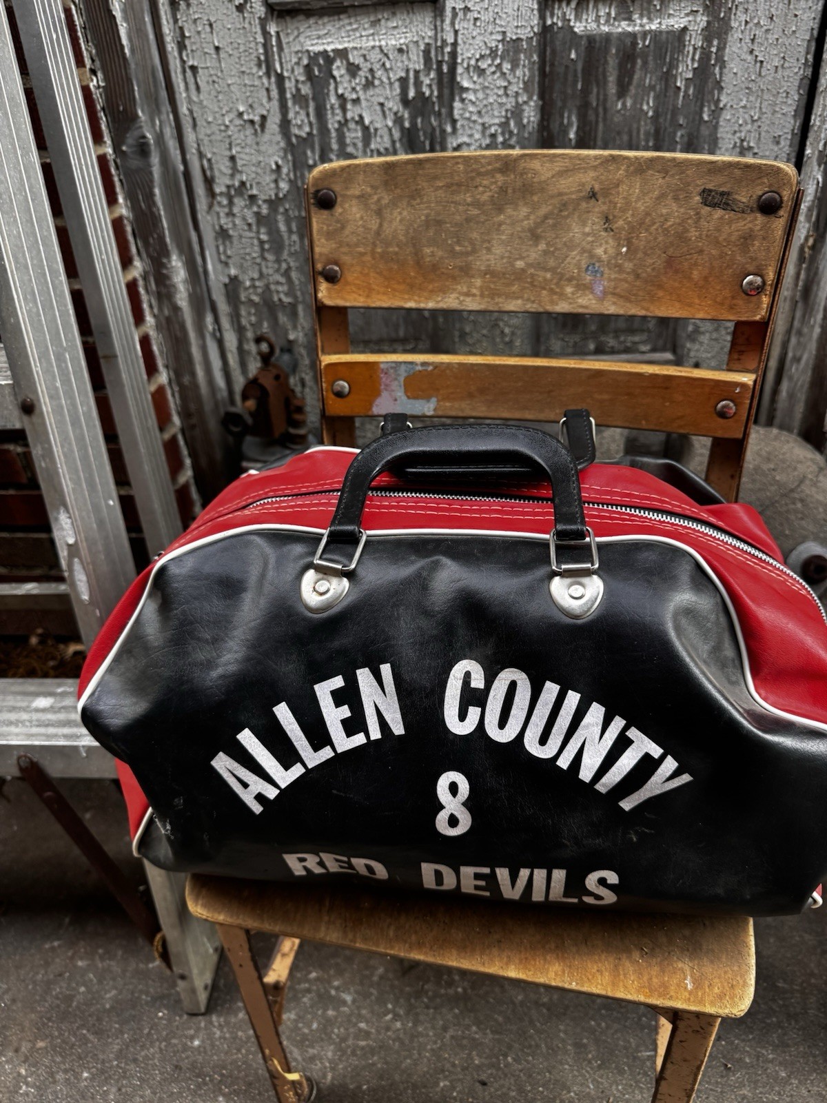 Vintage Gym Bag Duffle ALLEN COUNTY RED DEVILS KS 60s Athletic Collegiate