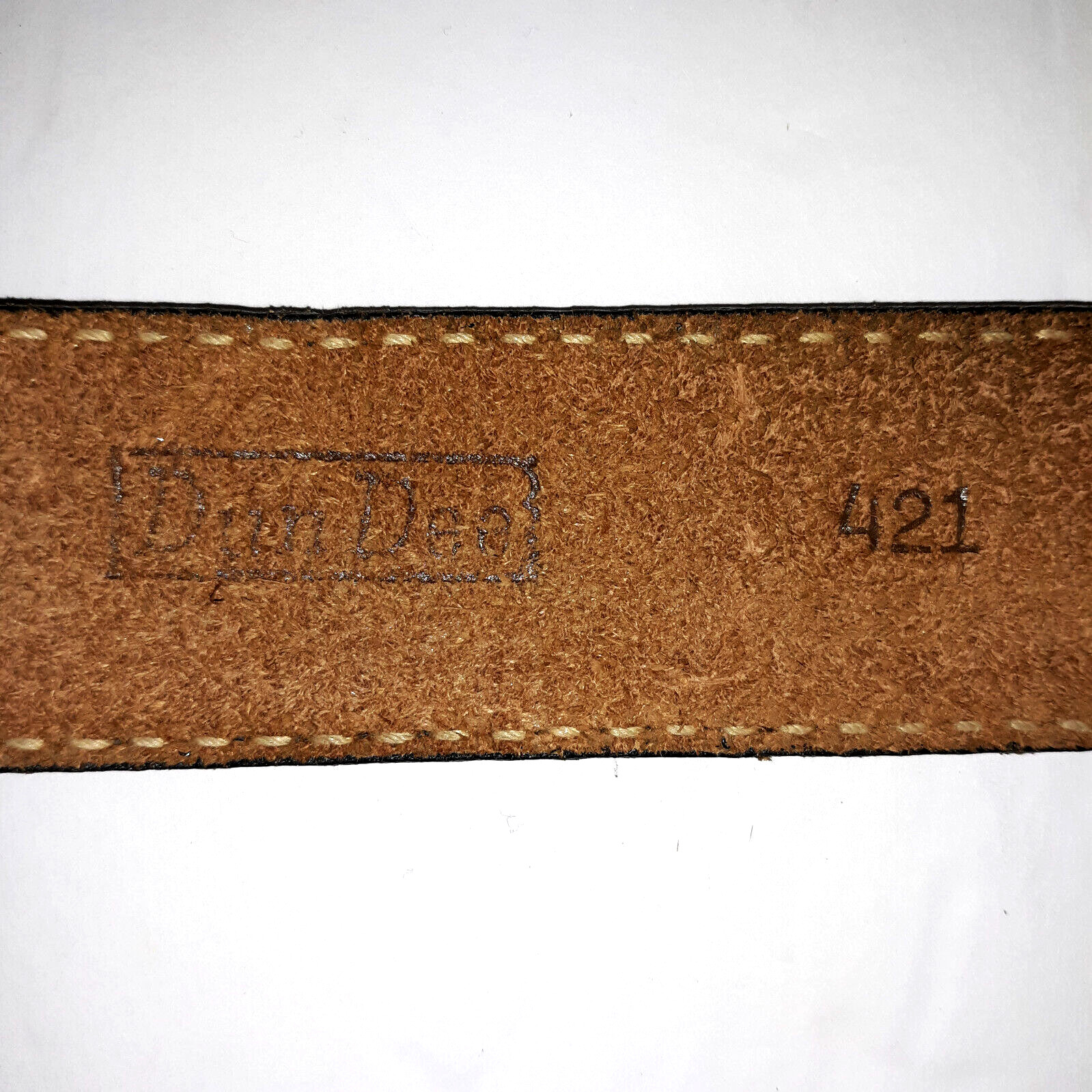 VTG DunDee Tooled Leather Zip $$ Belt 80sRainTree Buckle Eagle “Bare Arms”Sz 38