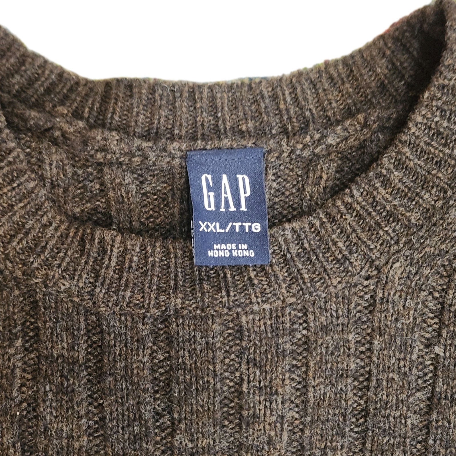 Vintage 90s Gap 100% Lambswool Knit Sweater Brown Men Sz XXL Quiet Luxury