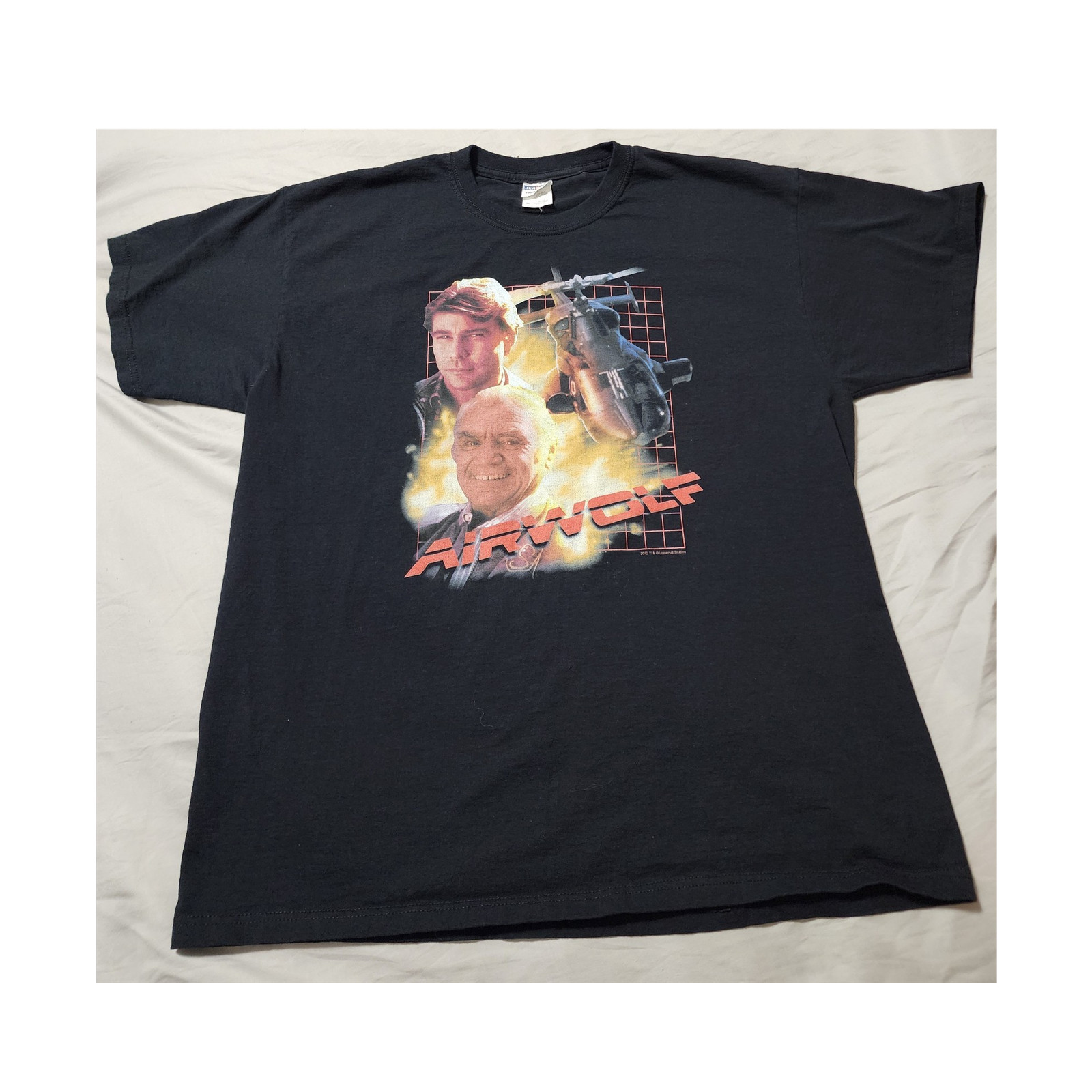 Airwolf TV Series T-Shirt Men’s XL Black Graphic Print Jerzees Hi-Density Tee