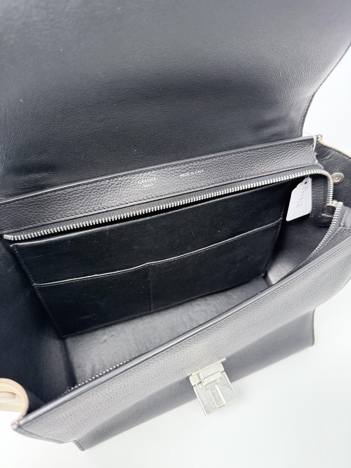 CELINE Trapeze Colorblock Handle Handbag Shoulder Bag Blue Black Beige P004CE