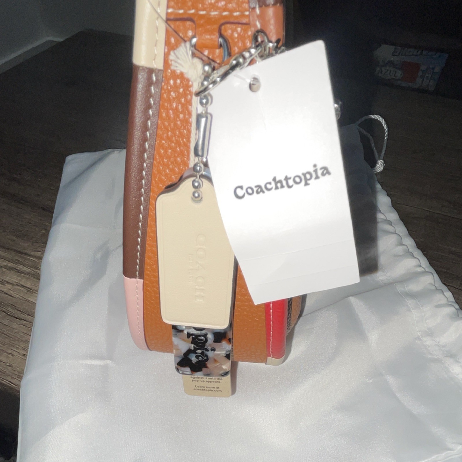 Coach Coachtopia Colorblock Small Shoulder Bag Crescent Snap Silver w/ Dust Bag