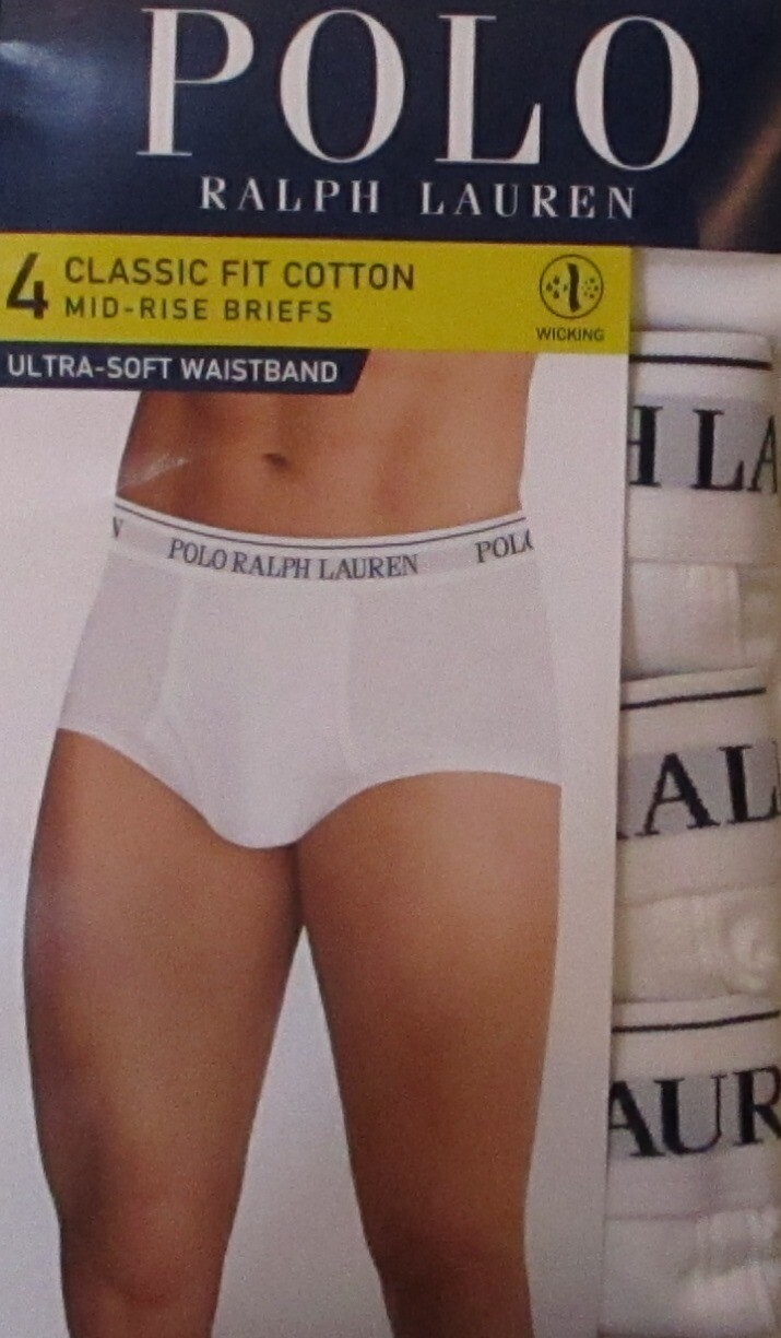4 RALPH LAUREN POLO COTTON MID RISE BRIEFS SIZES S M L XL BLACK WHITE GRAY NWT