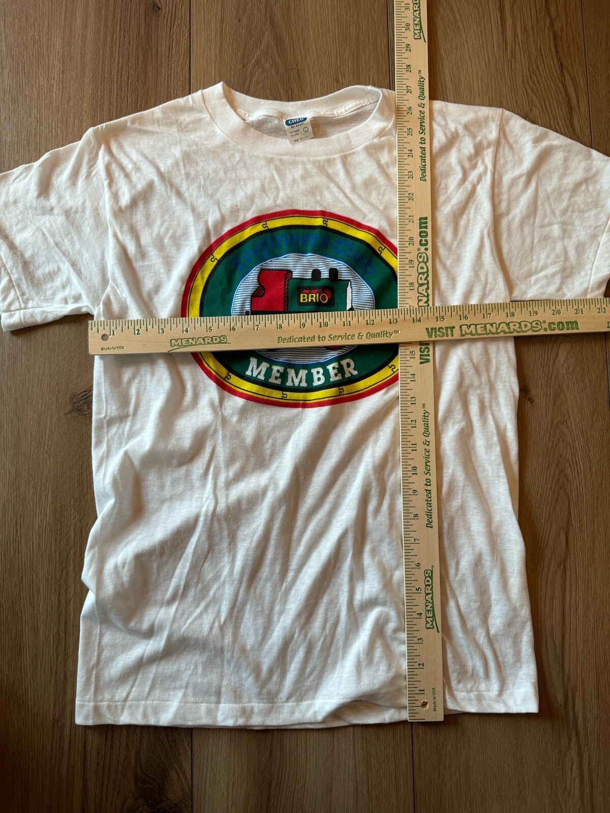 Vintage BRIO Engineers Club Member T-Shirt White Adult Large CHED By Anvil Tee