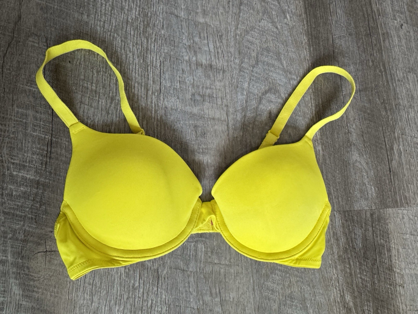 PINK Victoria’s Secret Push-Up Padded Bra Adjustable Straps 32B Yellow Pink