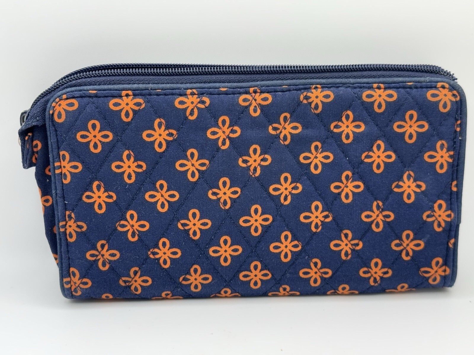 Vera Bradley Front Zip Wristlet Clutch Handbag Orange Blue Mini Concerto EUC