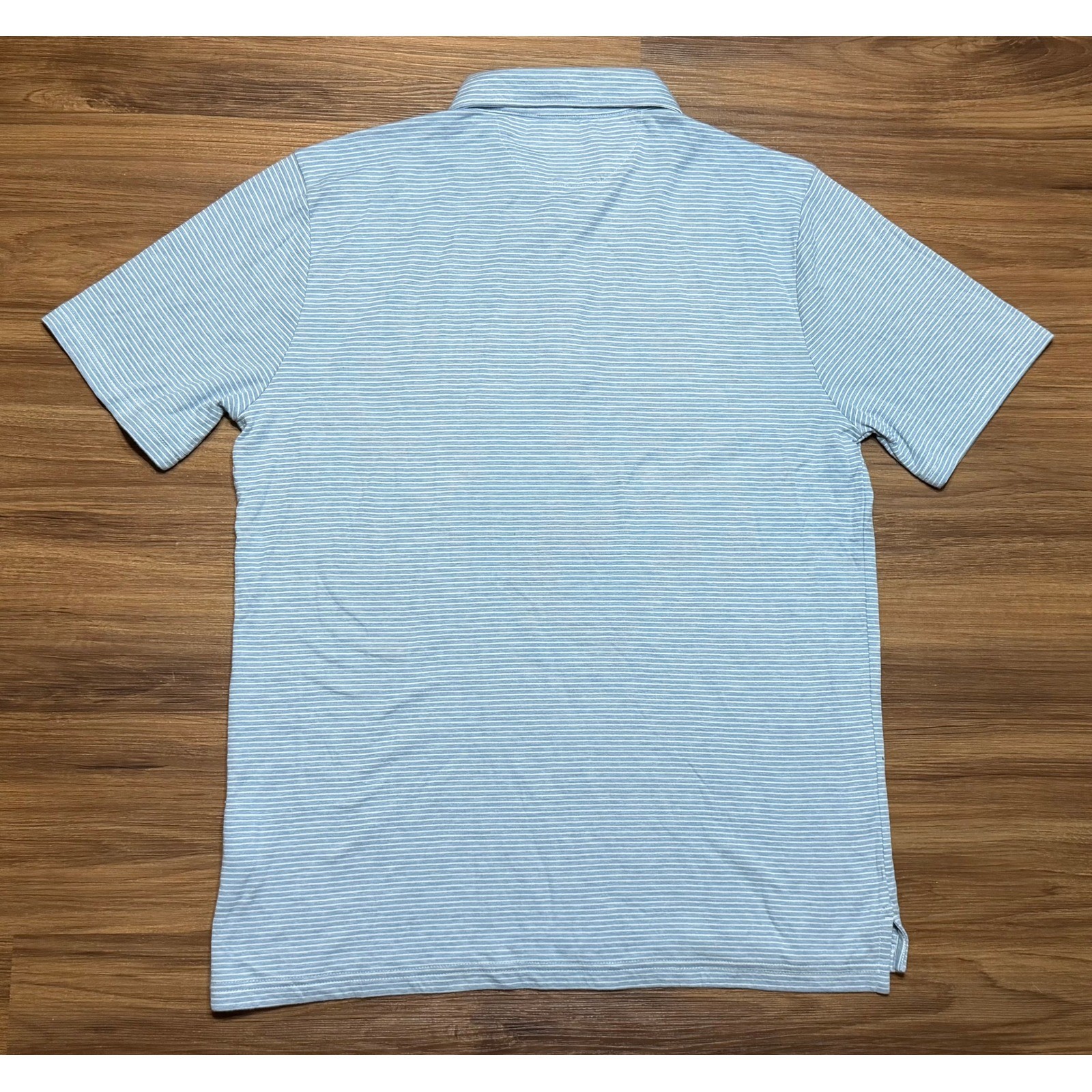 Faherty Cloud Cotton Stripe SS Soft Polo Dune Blue Mens Sz Large NWT
