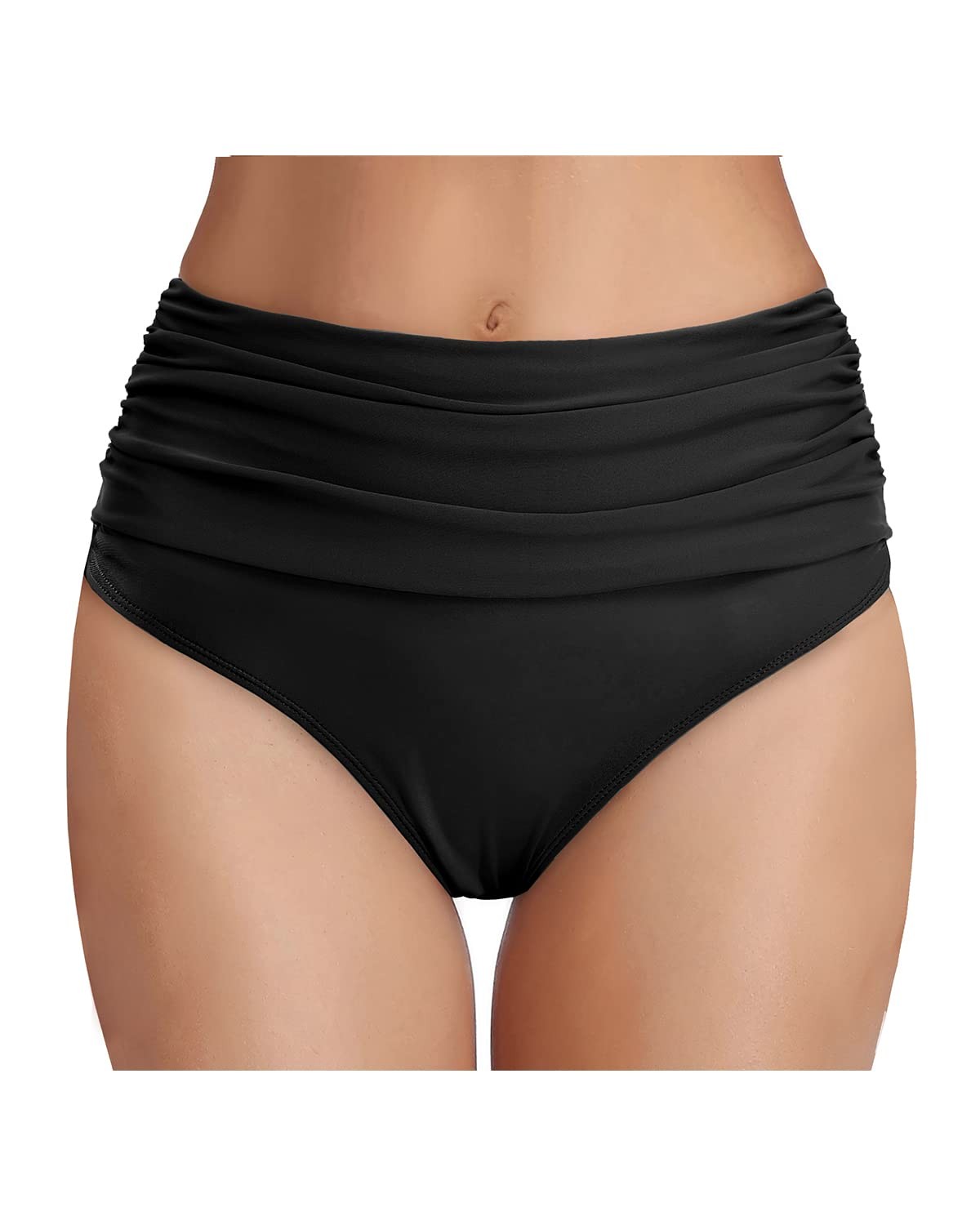 Sexy High Waisted Bikini Bottom Tummy Control Ruched Bathing Suit Swimwear