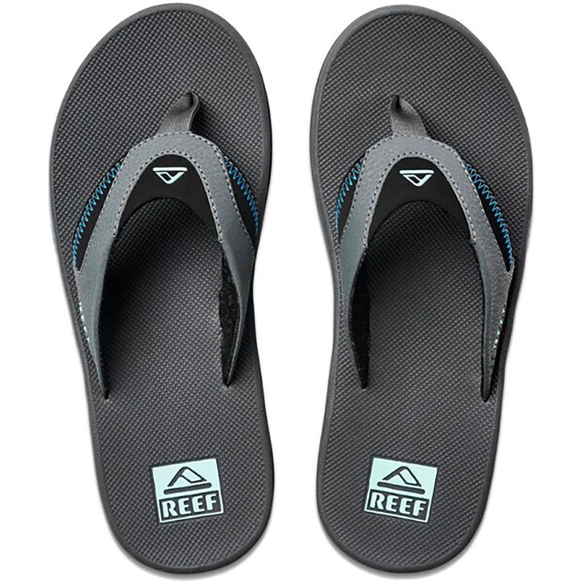 REEF FANNING GUNMETAL GRAY/OCEAN BLUE/BLACK FLIP FLOPS THONG SANDALS MENS SIZES