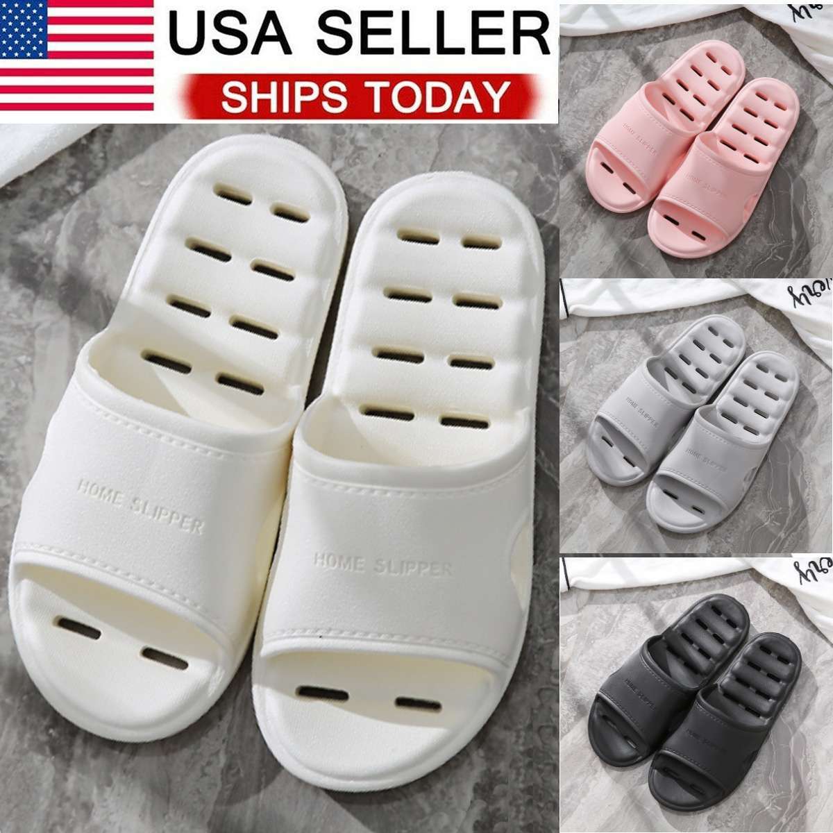Womens Mens Slippers Bath Shower Non-Slip Bathroom Sandals Ourdoor Soft Shoes US