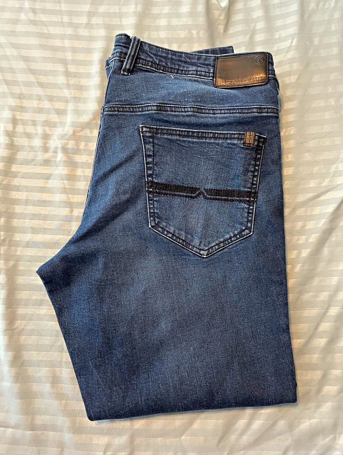 Buffalo David Bitton Men’s Blue Medium Wash Straight Slim Stretch Denim Jeans