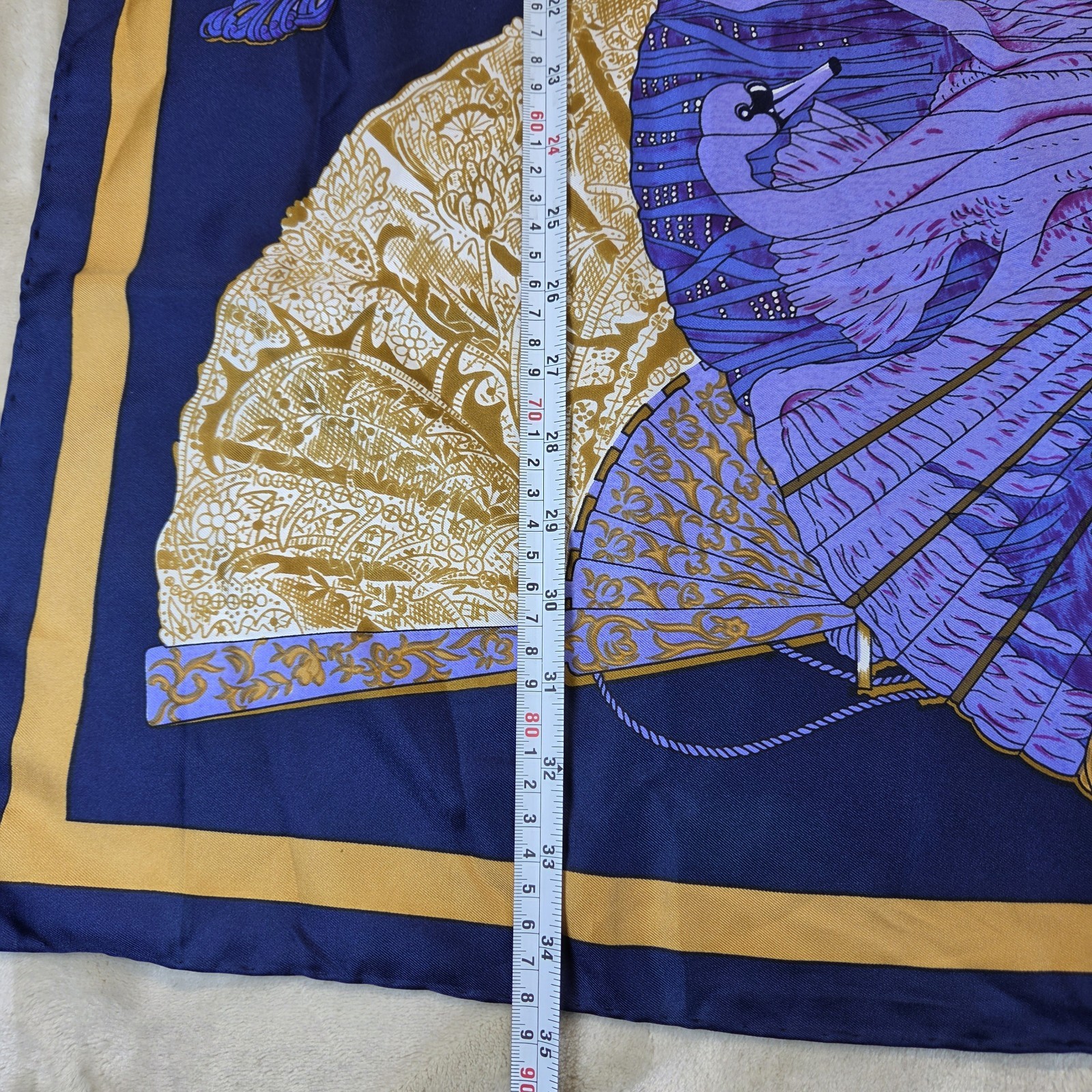 RARE HERMES Silk Scarf are 90 Brise De Charme Blue Vintage Luxury
