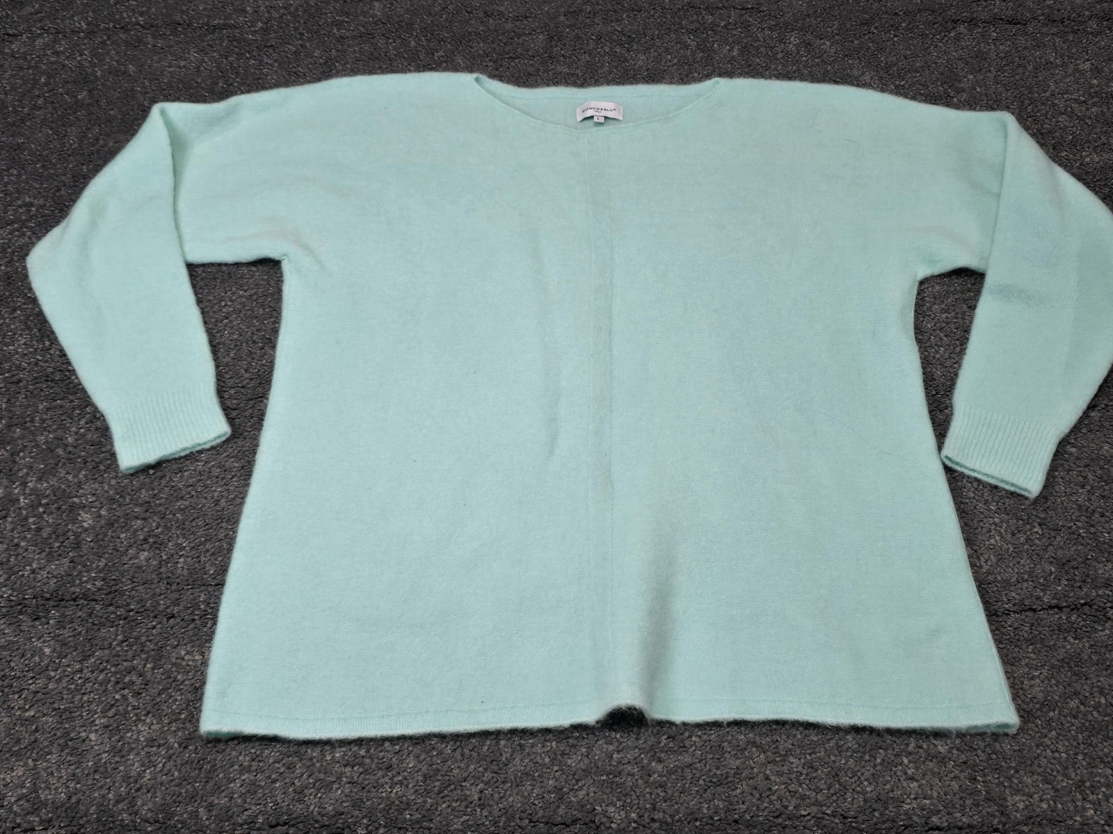 Bianco & Blu Sweater Womens Large Green Alpaca Wool Blend Crew Knit Pullover