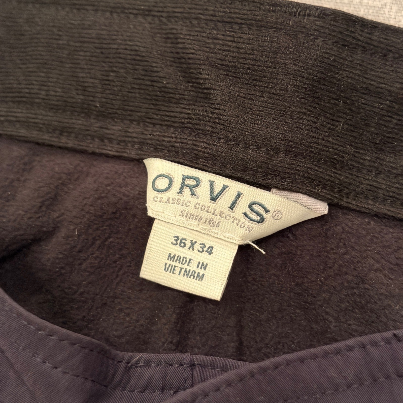 Orvis Mens Fleece Lined Tech Pants 36×34 Dark Navy Blue Stretch Hiking Outdoor