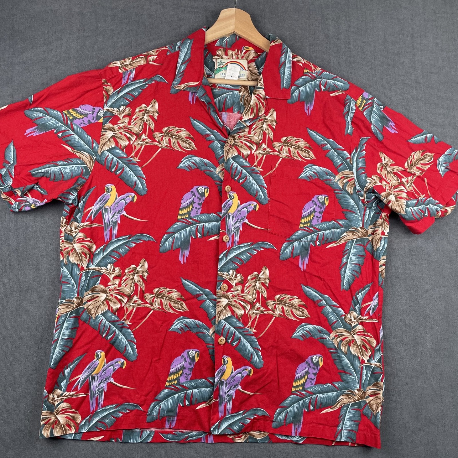 Paradise Found Hawaiian Shirt Mens Large Jungle Bird Tom Selleck Magnum PI VTG