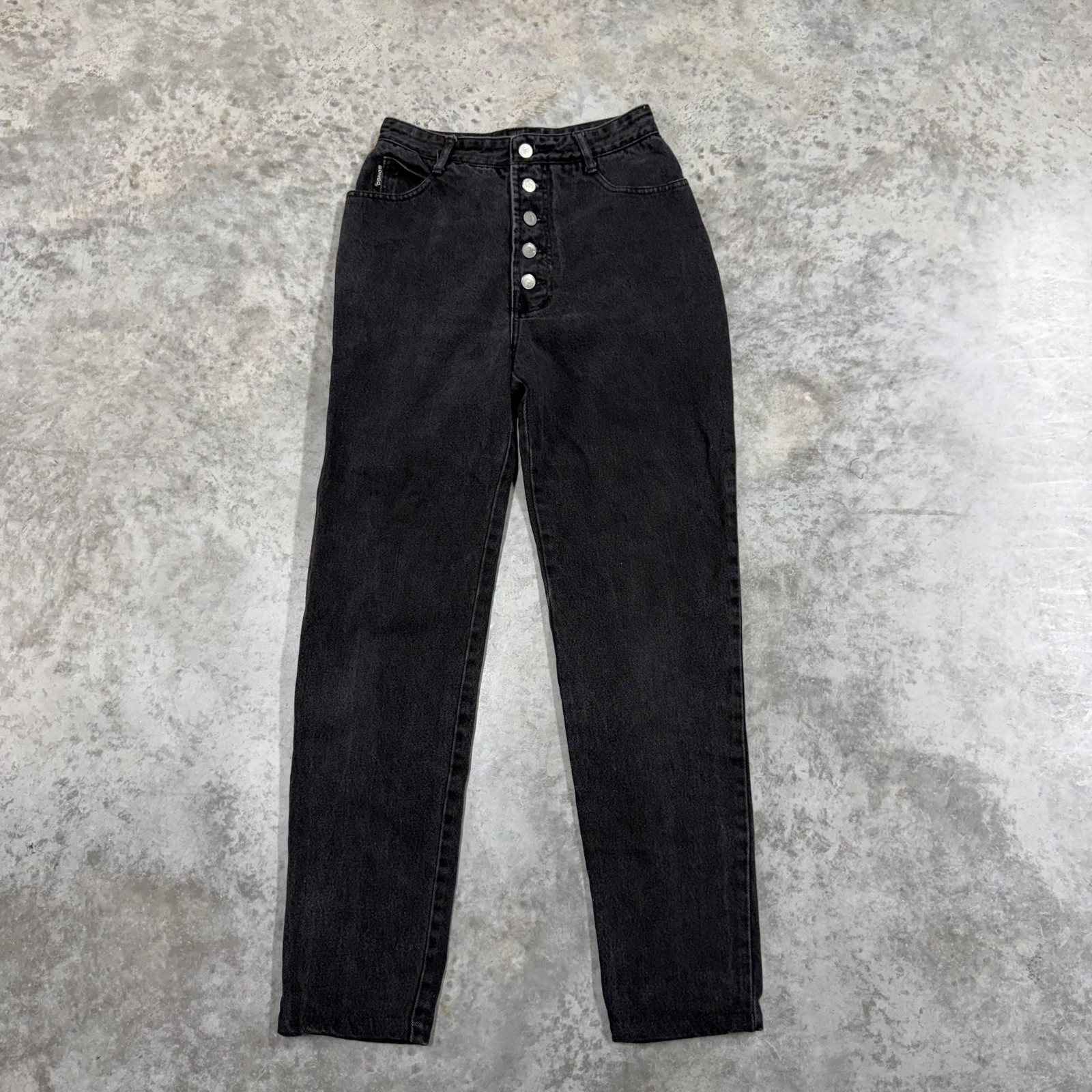 Vintage Bongo Jeans Juniors 7 Black High Rise Mom Tapered Leg Made USA 90s