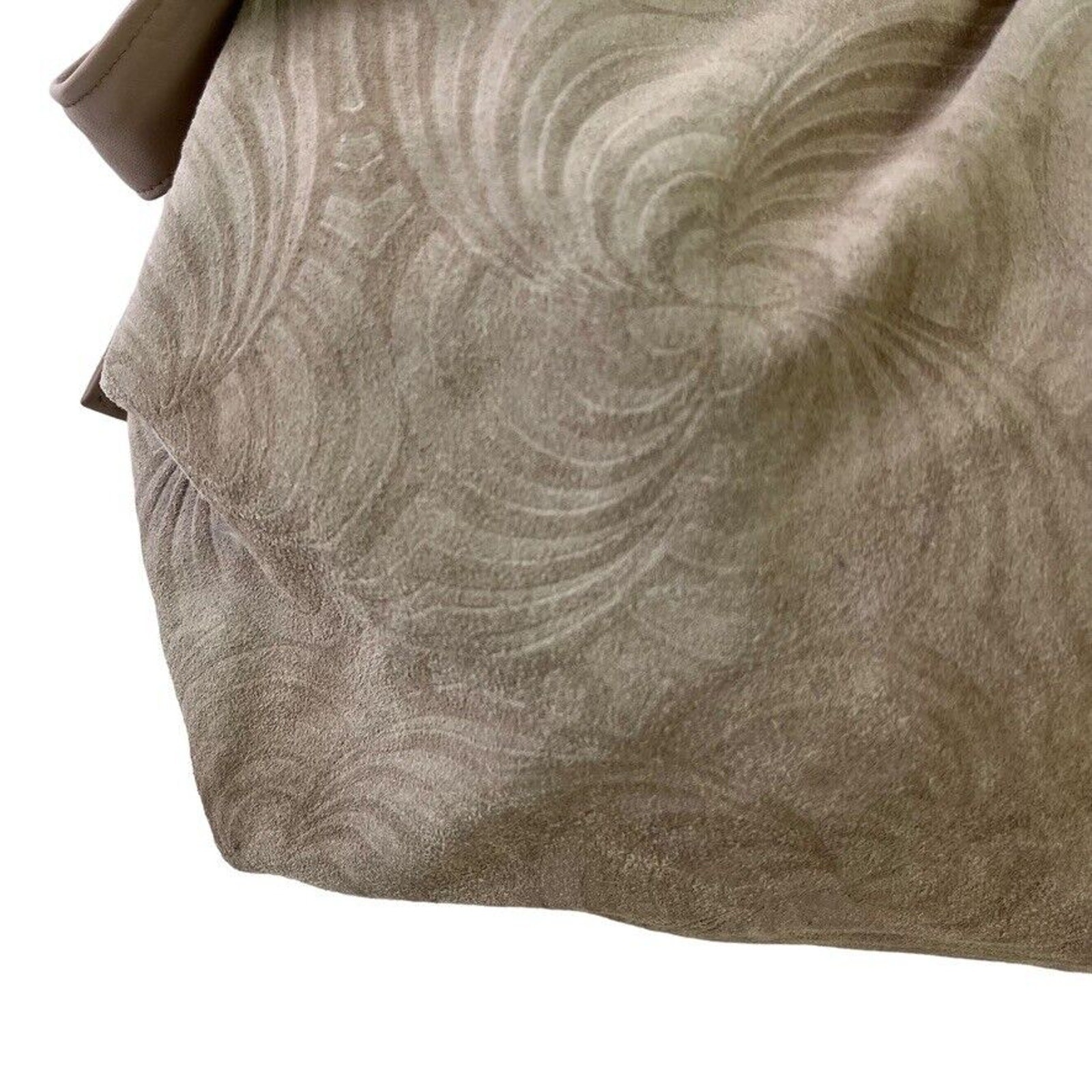 Stone Mountain Suede Embossed Swirl Print Large Double Handle Handbag Purse Bag