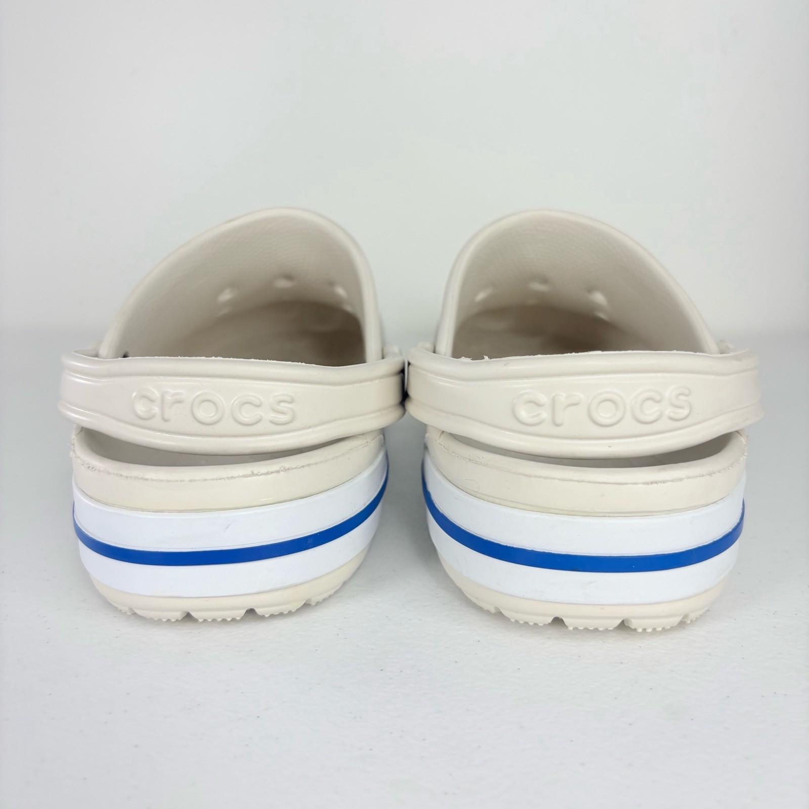 Crocs Bayaband Clogs M 9 W 11 White Blue Casual Comfort Orthopedic Resort