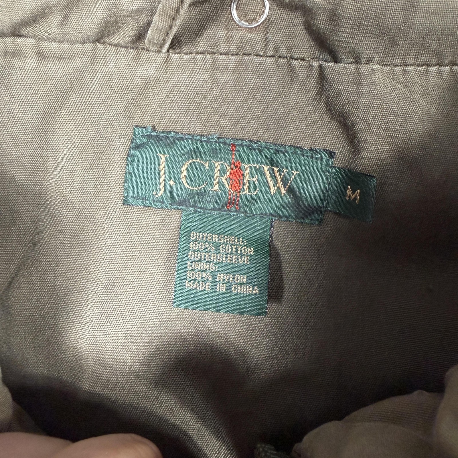 J.Crew Jacket Mens Medium Brown Canvas Military Full Zip Pockets Lined Oarsman