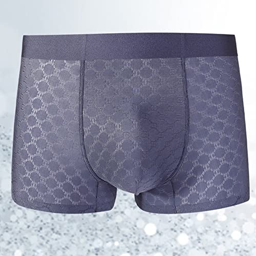 Mens Ice Silk Mesh Boxer Briefs Breathable Underwear | Cool Large 4pcs Black