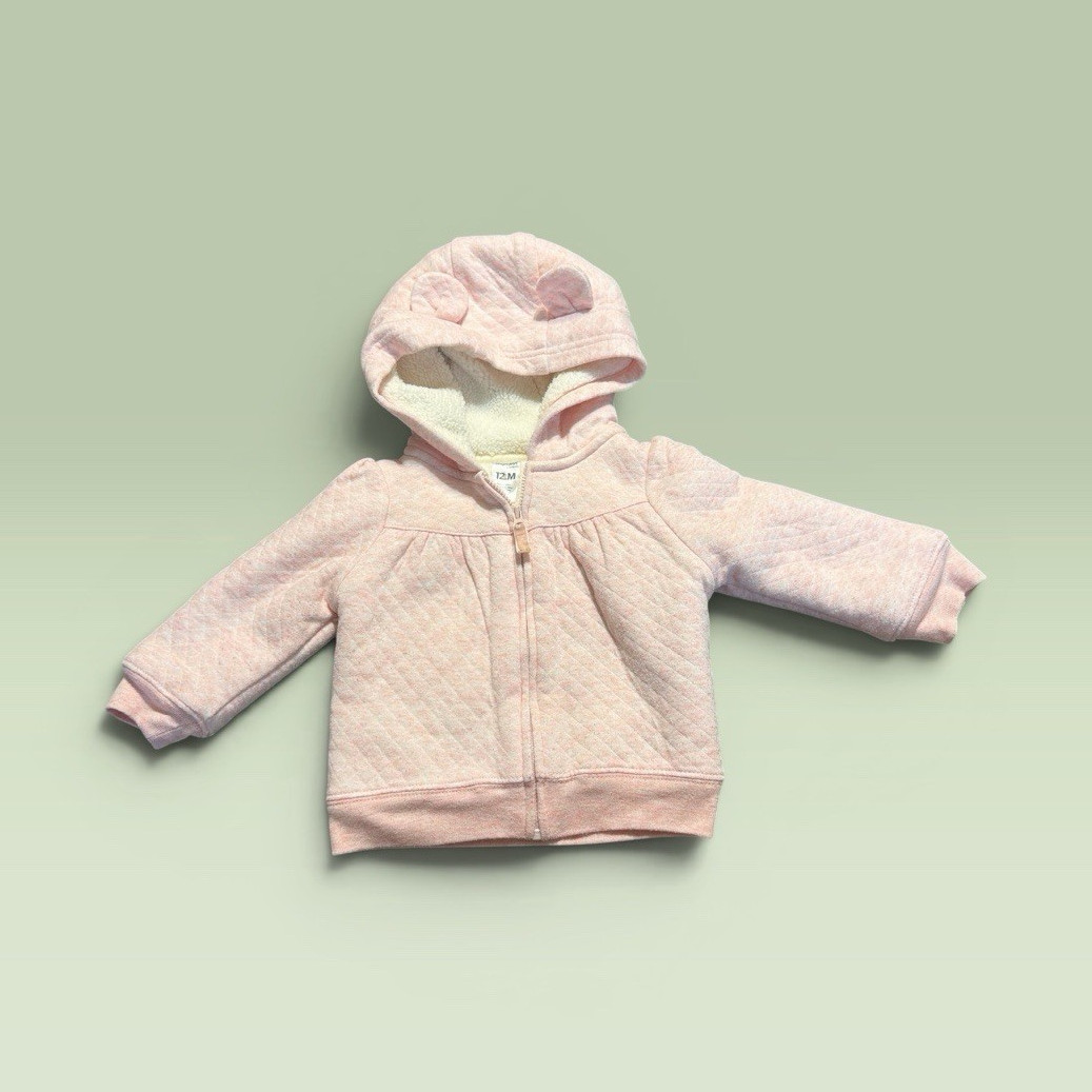 Simple Joys by Carter’s Girls Pink Hooded Full Zip Fleece Jacket 12M