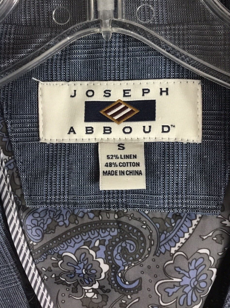 Joseph Abboud Sport Coat Mens S Blue Linen Cotton Blazer Glen Plaid Surgeon Cuff