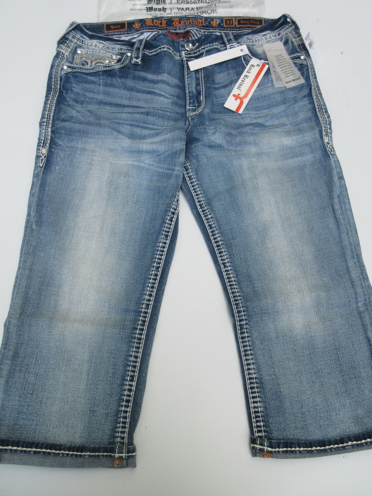 Rock Revival EASY Crop Jean Capris Yara Light Wash Mid Rise Sizes 25 to 34, $154