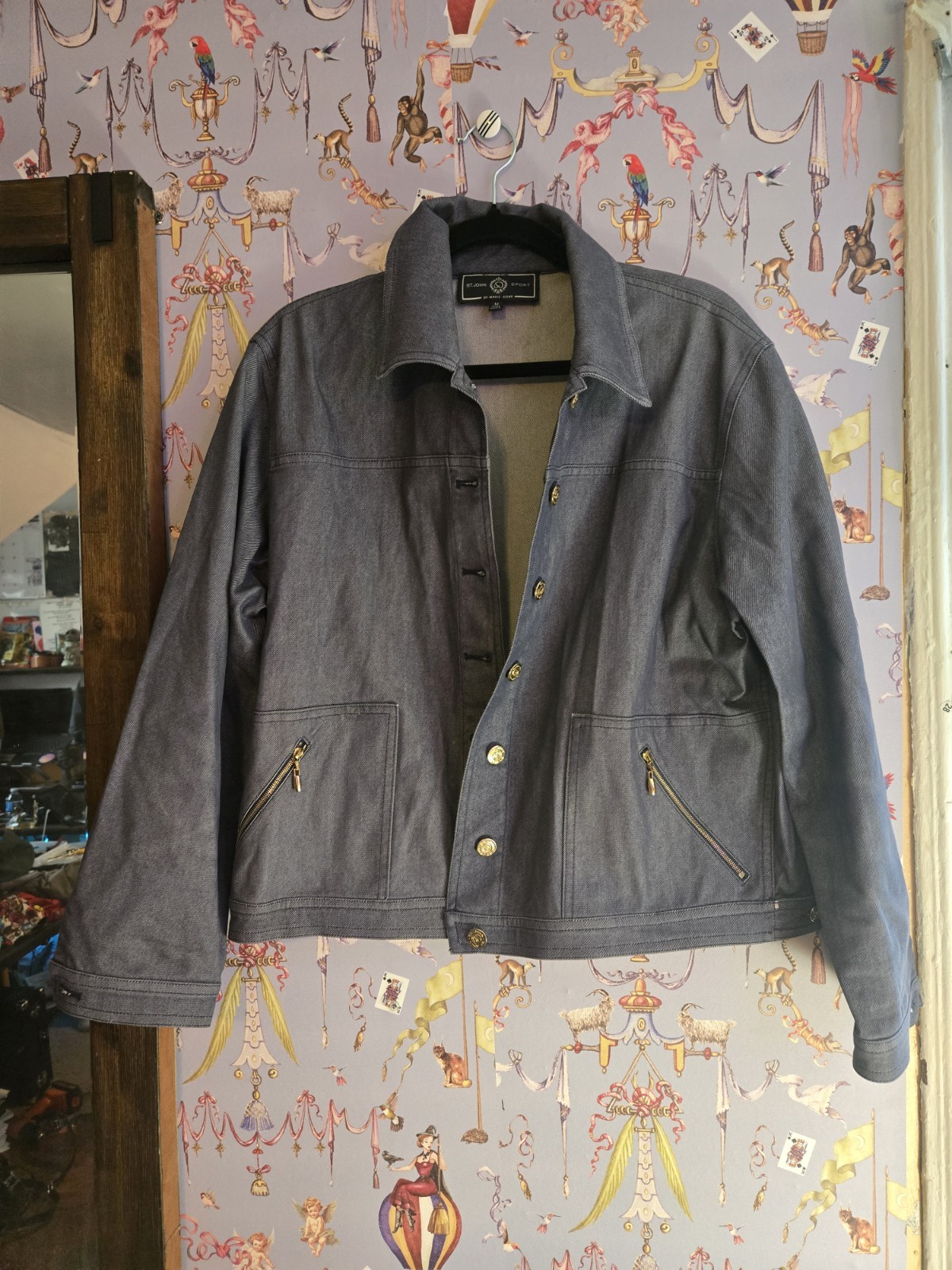 St John Sport By Marie Grey Denim Jacket Size M Old Money