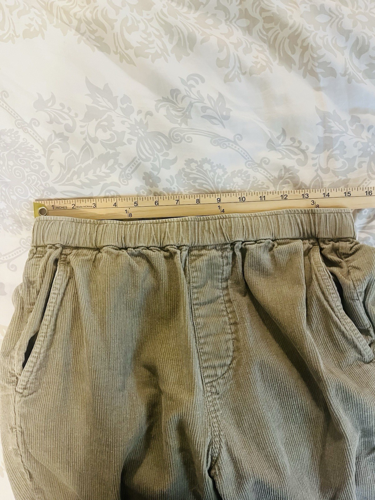 Outerknown Paz Pants Mens Medium Beige Corduroy Preppy Hemp Casual Flap Pocket