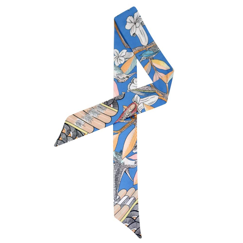 Fashion Natural Flower Bird Printing Handbag Handle Ribbon Scarf Neck Scarf