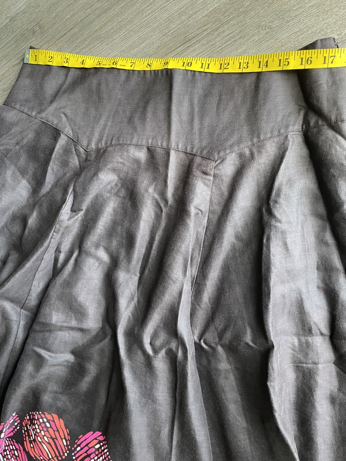 Madison Womens Brown Flowy A Line Midi Skirt 16 Boho Artsy Abstract Circle Print
