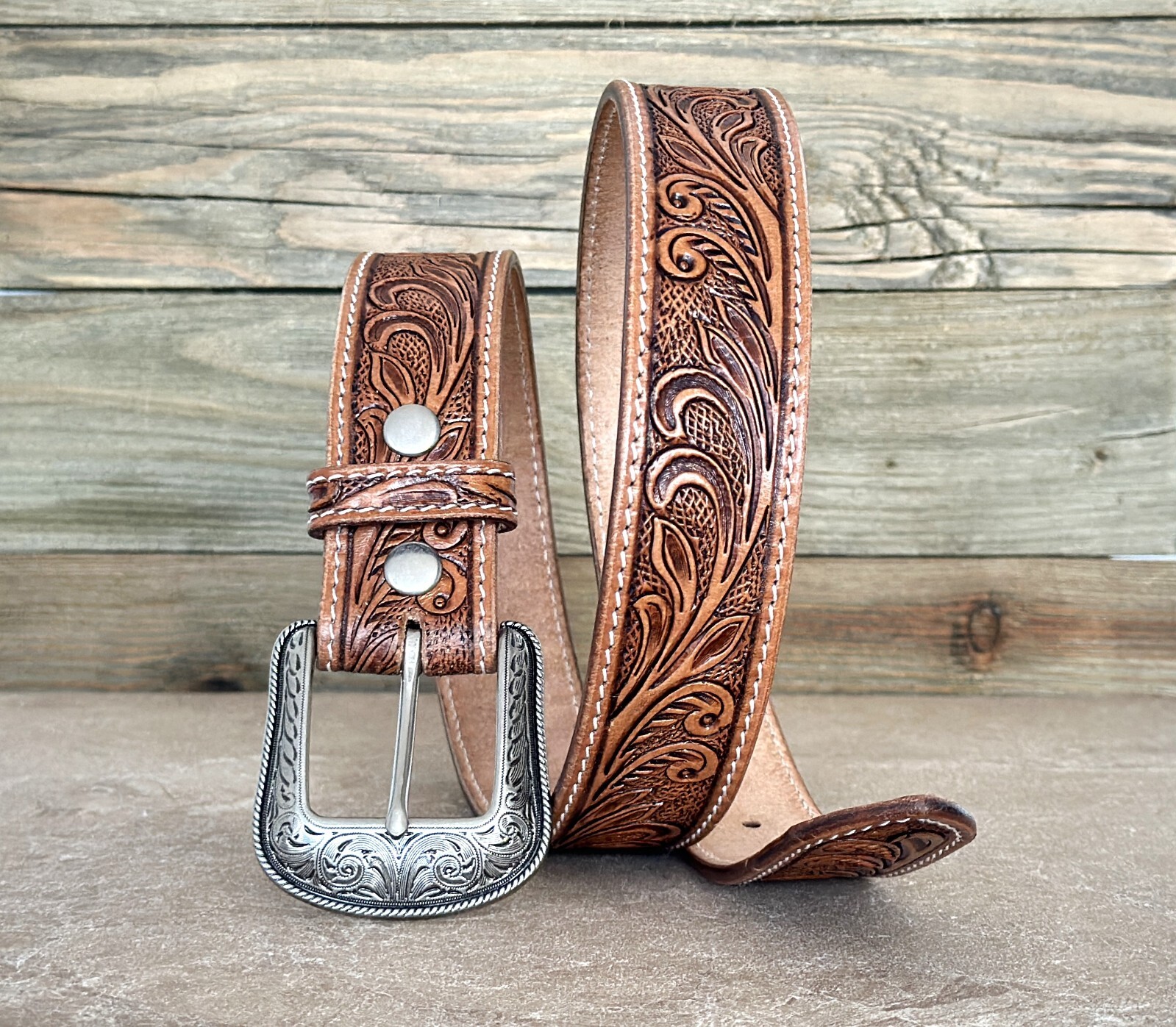 Western Belt Handmade Men’s Full Grain Leather With Buckle Cowboy Rodeo