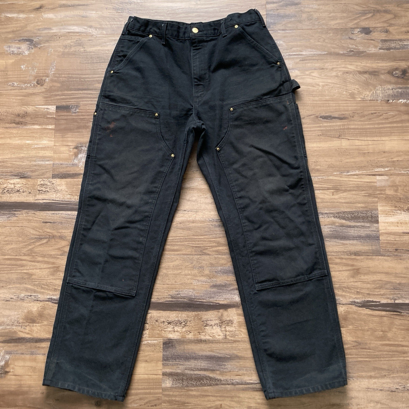 Carhartt B01 BLK Double Knee Work Pants Mens 34×32 (Fits 33×31) Distressed