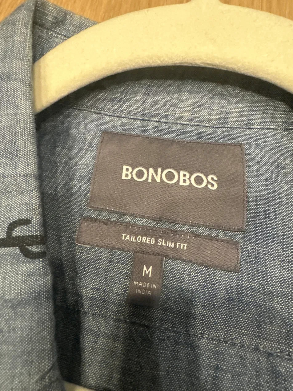 Bonobos Tailored Slim Chambray Shirt Men’s Medium Cactus Print SS Button-Down
