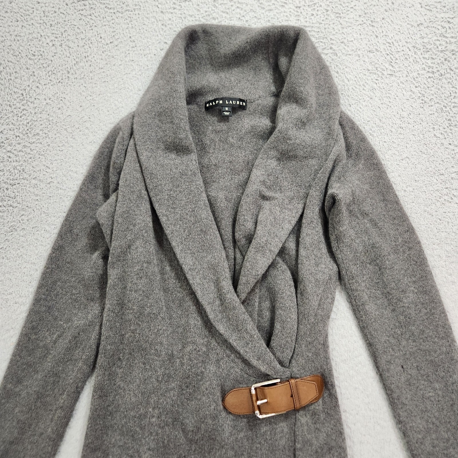 Ralph Lauren Black Label Dress Womens Medium Brown Cashmere Angora Silk Leather